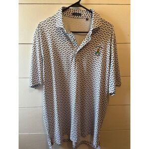 Turtleson Ballybunion Golf Club Martini Print Polo Shirt Mens Large White Navy